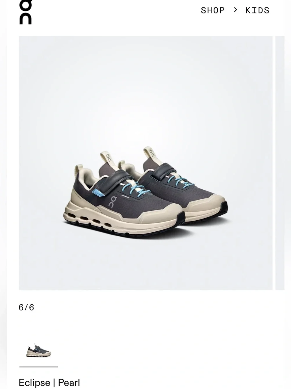 On Running Cloudhero Kids Waterproof Eclipse | Pearl size 2.5 preowned
